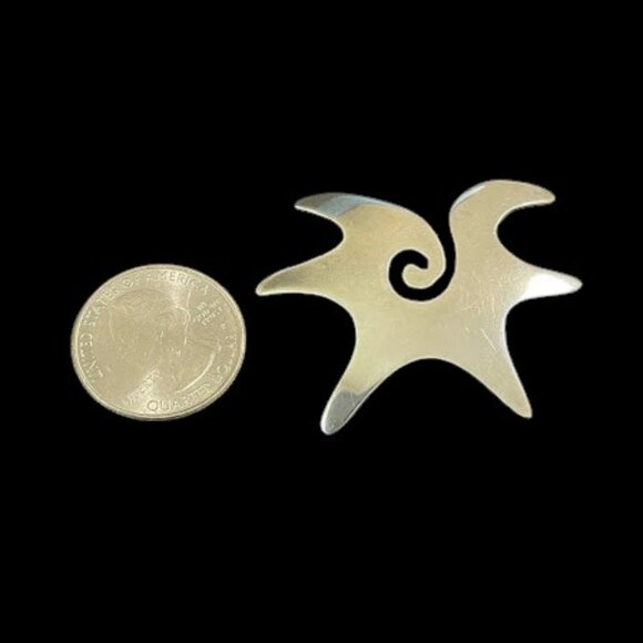 Vintage Mexican Modernist Sterling 925 Sun Star Broach Pin Signed - Picture 4 of 11